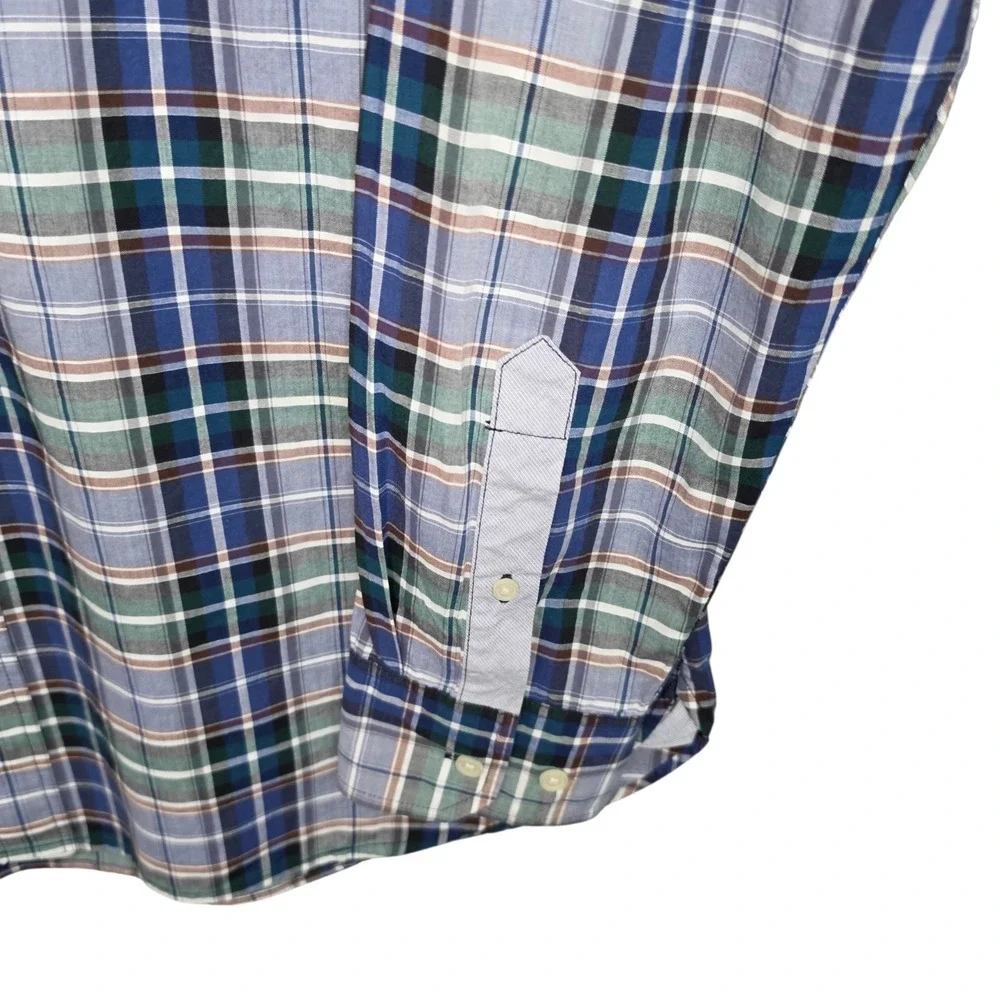 Banana Republic Shirt Mens Large Blue Plaid Button Up Long Sleeve Casual Pocket